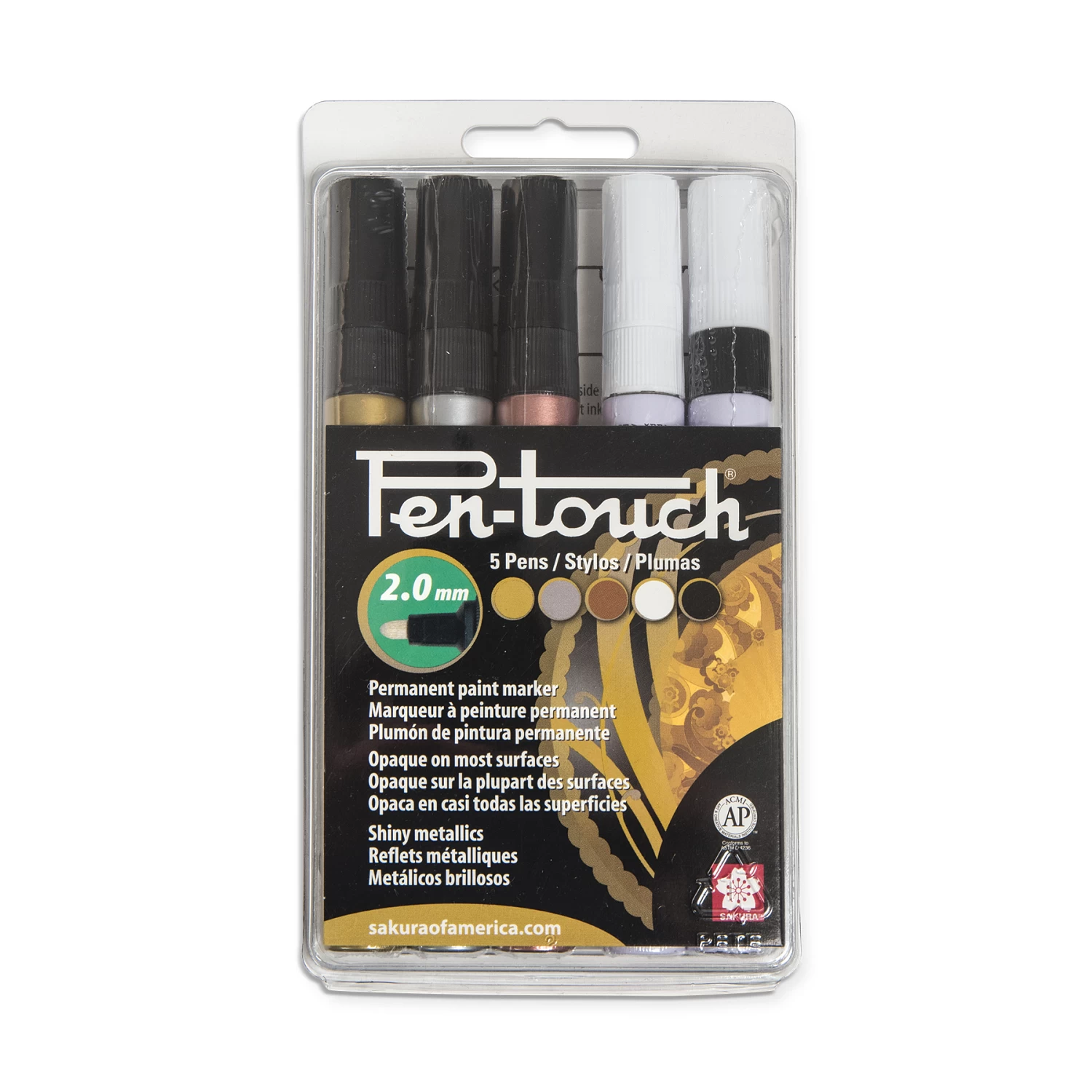 Sakura® PenTouch® Metallic Paint Markers (5-Pack) 3 Sakura® PenTouch® Metallic Paint Markers (5-Pack)