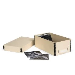 Gaylord Archival® Light Tan B-Flute Corrugated Shallow Lid Photo & Print Box With Handle