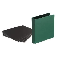 1 1/2" D-Ring Buckram Photo Preservation Album With 50 Black Pages & Protectors